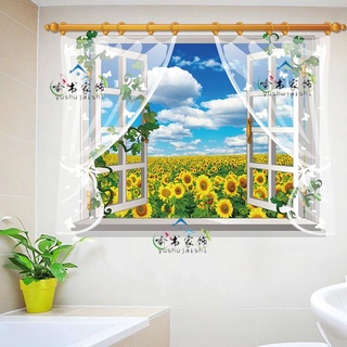 [6 mẫu] Decal dán tường mẫu cửa sổ 3D