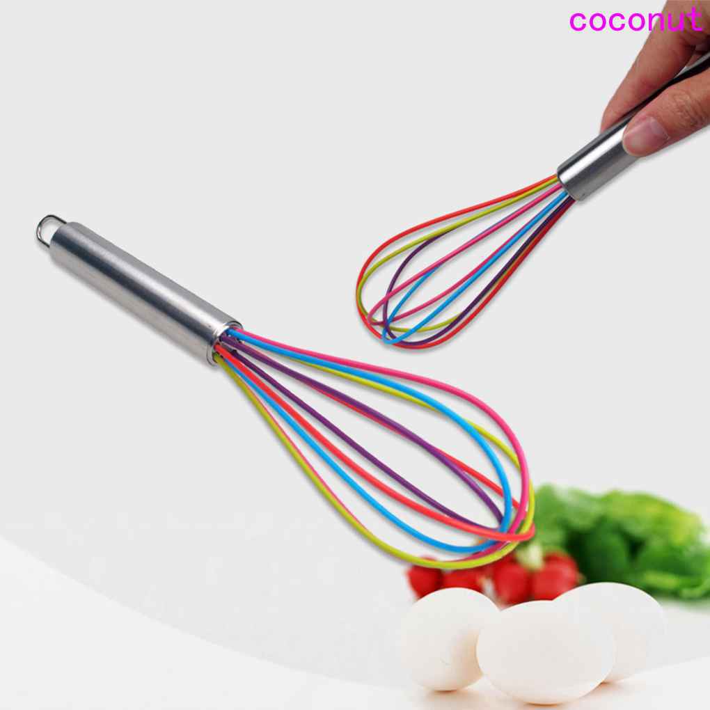 Stainless Steel Hand Shank 5 Wires Silicone Eggs Whisk Kitchen Mixer Egg Beater