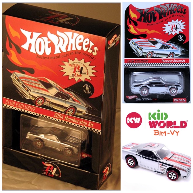 Xe mô hình Hot Wheels 2004 Red Line Club Plymouth Barracuda, bánh cao su.