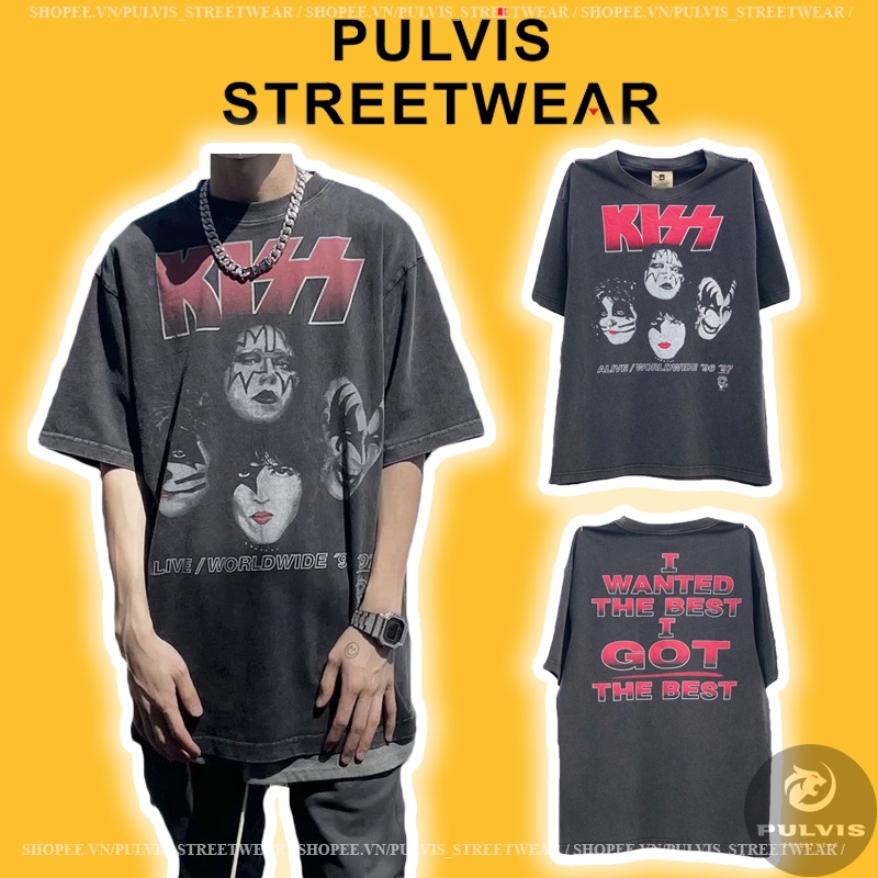 ⚡️ - Áo Tee Kiss Band Tour 90s Vintage T-Shirt, Áo thun vintage wash tee