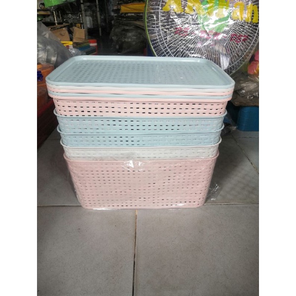 Combo 5 rổ vuông nắp size trung