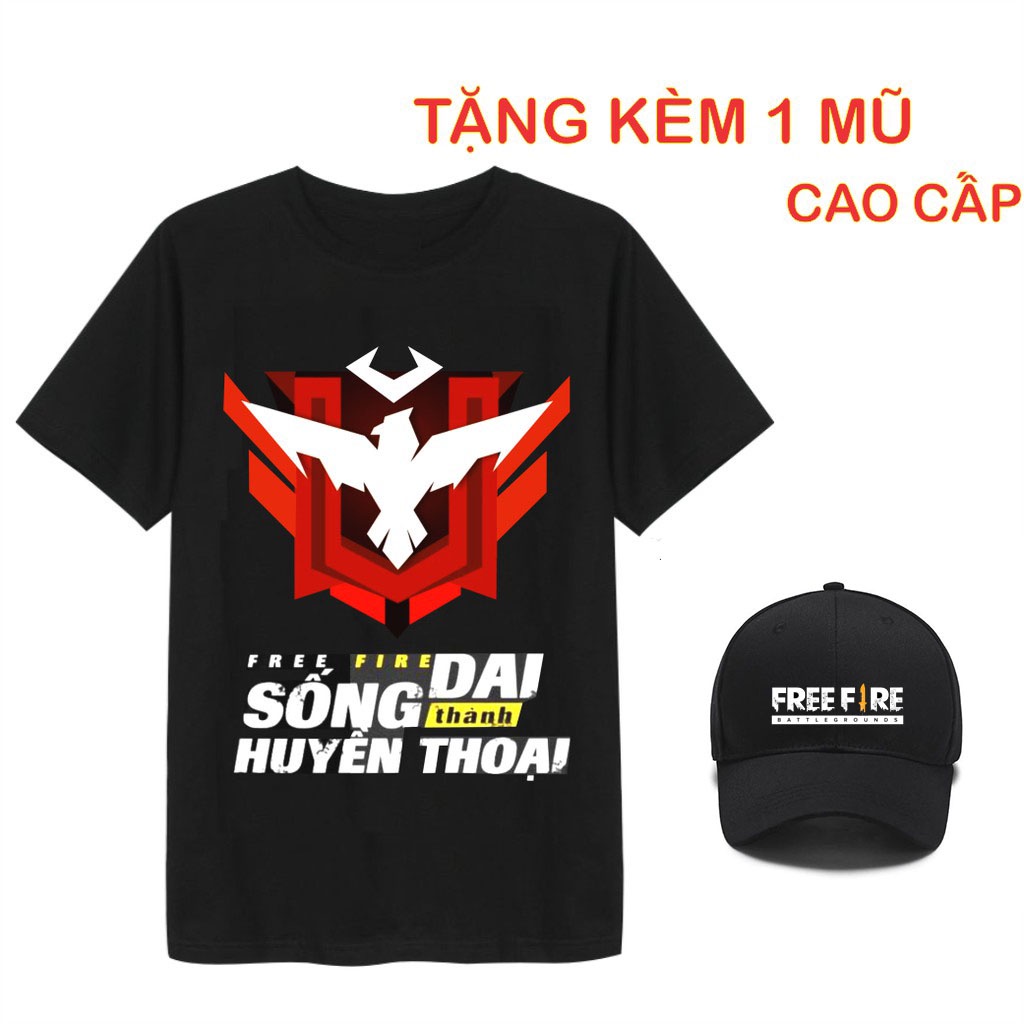 HOT BST áo thun in hình rank Free Fire sống dai thành huyền thoại tặng kèm 1 nón chất lượng