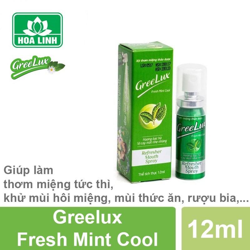 Greelux - Xịt thơm miệng thảo dược, khử mùi hôi miệng, mùi thức ăn ( Lọ 12 ml)