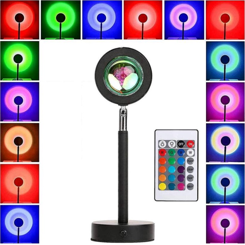 【HOT TIKTOK HÀNG SẴN】ĐÈN LED 16in1 chiếu hiệu ứng bình minh hoàng hôn làm đèn DECOR trang trí, có thể điều chỉnh độ cao