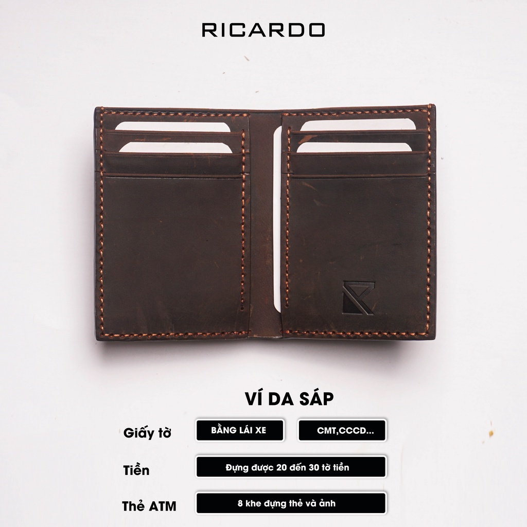 Ví Nam Dáng Đứng Da Sáp Xước , Bóp Nam Cao Cấp Phong Cách Vintage Bảo Hành 12 Tháng RCD02