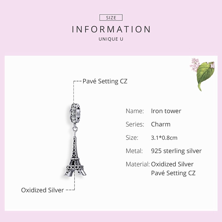 Mặt Dây Chuyền Bamoer Bằng Bạc 925 Hình Tháp Eiffel Phong Cách Cổ Điển Sang Trọng