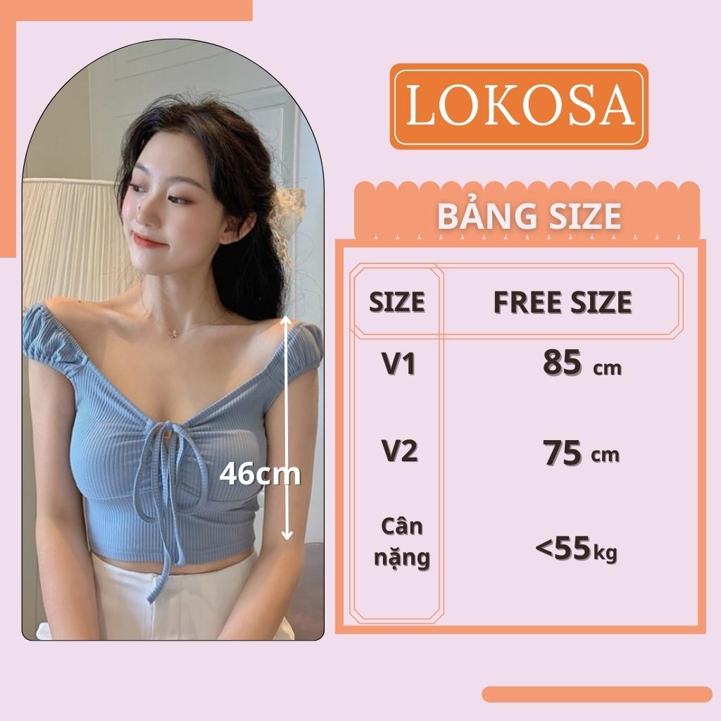 Áo Croptop Ôm LOKOSA Áo Croptop Trễ Vai Thắt Nơ Kiểu 2 Dây Sexy Thiết kế Hở Ngực AO054