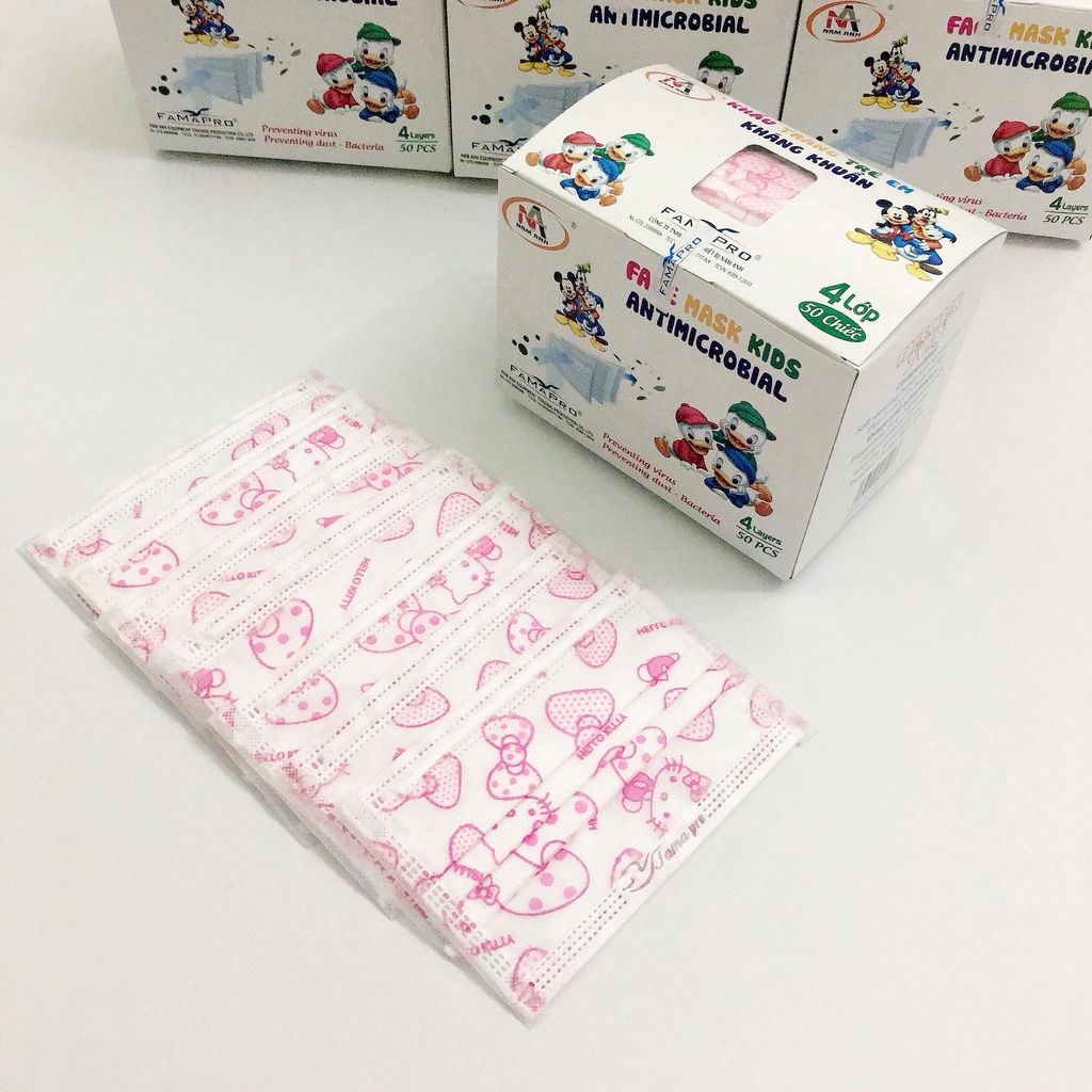Khẩu trang y tế trẻ em kháng khuẩn FAMAPRO MAX KID (50 cái/hộp) cho bé từ 4 tuổi