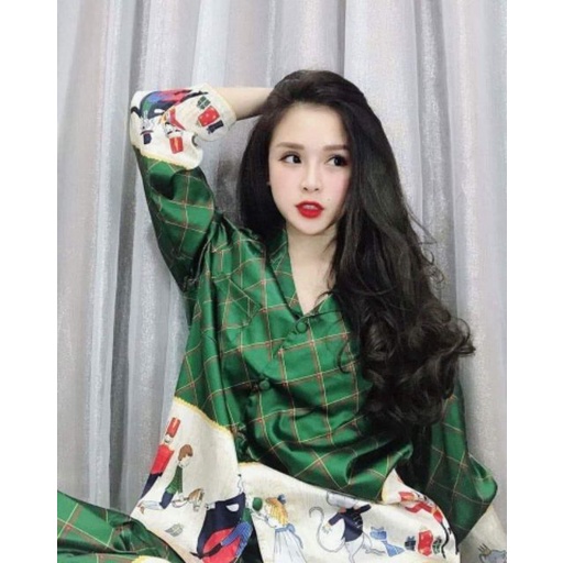 Đồ Bộ Pijama Lụa Tay dài  Lính Cao Cấp