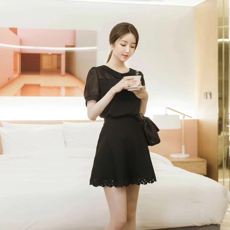 Áo sơ mi nữ ngắn tay công sở phối voan Chunxuu, kiểu dáng thanh lịch trẻ trung - SP17