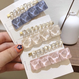 Set 2 kẹp tóc đá pha lê vuông phong cách Hàn Quốc