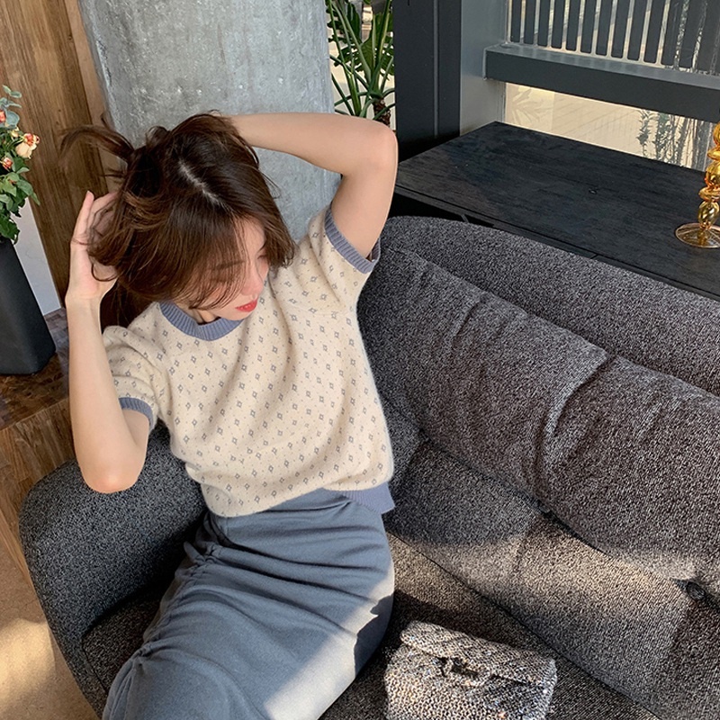 Áo Len Tay Ngắn Phong Cách Nhật Bản Thời Trang Mùa Hè Cho Nữ