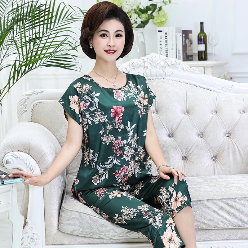 Bộ Lụa Mặc Nhà Trung Niên