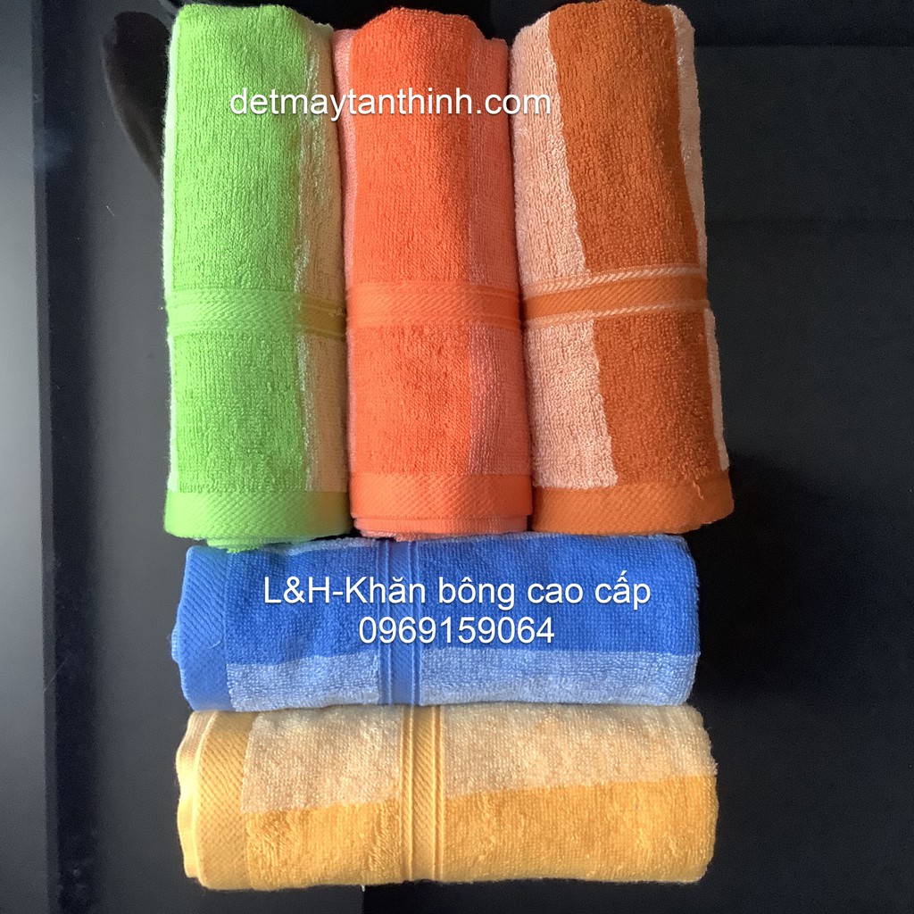 Khăn lau đầu, lau tóc cotton 34*80cm-120gr - kẻ mờ Tân Thịnh