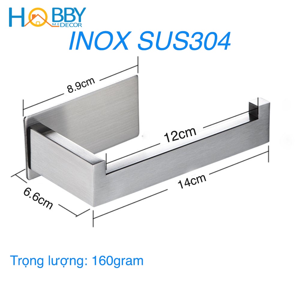 Kệ để cuộn giấy vệ sinh dán tường phòng tắm inox 304 Hobby Home Decor G12 kèm keo dán tường