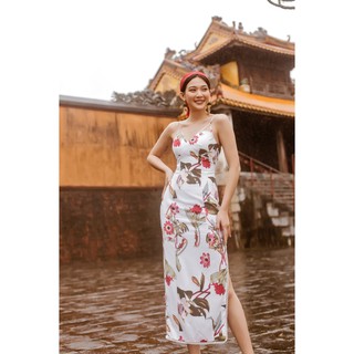 SÒ VINTAGE - KIARA Đầm hoa hai dây xẻ một bên