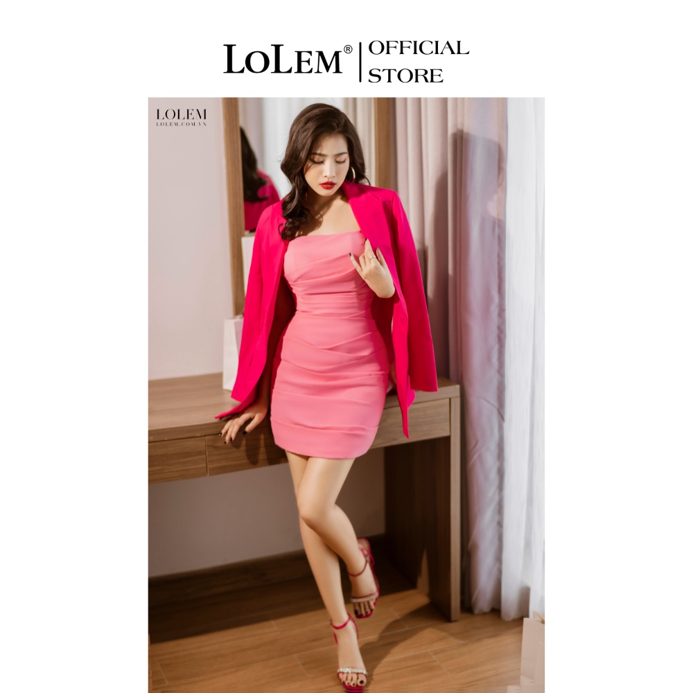 Đầm ôm body LOLEM DO186 thiết kế cúp ngực vải sạn lụa mềm mịn và co giãn