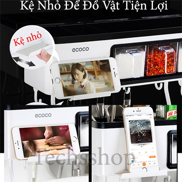 Kệ Nhà Bếp Để Hủ Gia Vị Đa Năng 7in1 Ecoco E1714 - Kệ Đựng Muỗng Đũa Dao Loại Dán Tường - Kèm Theo 3 Hủ Gia Vị