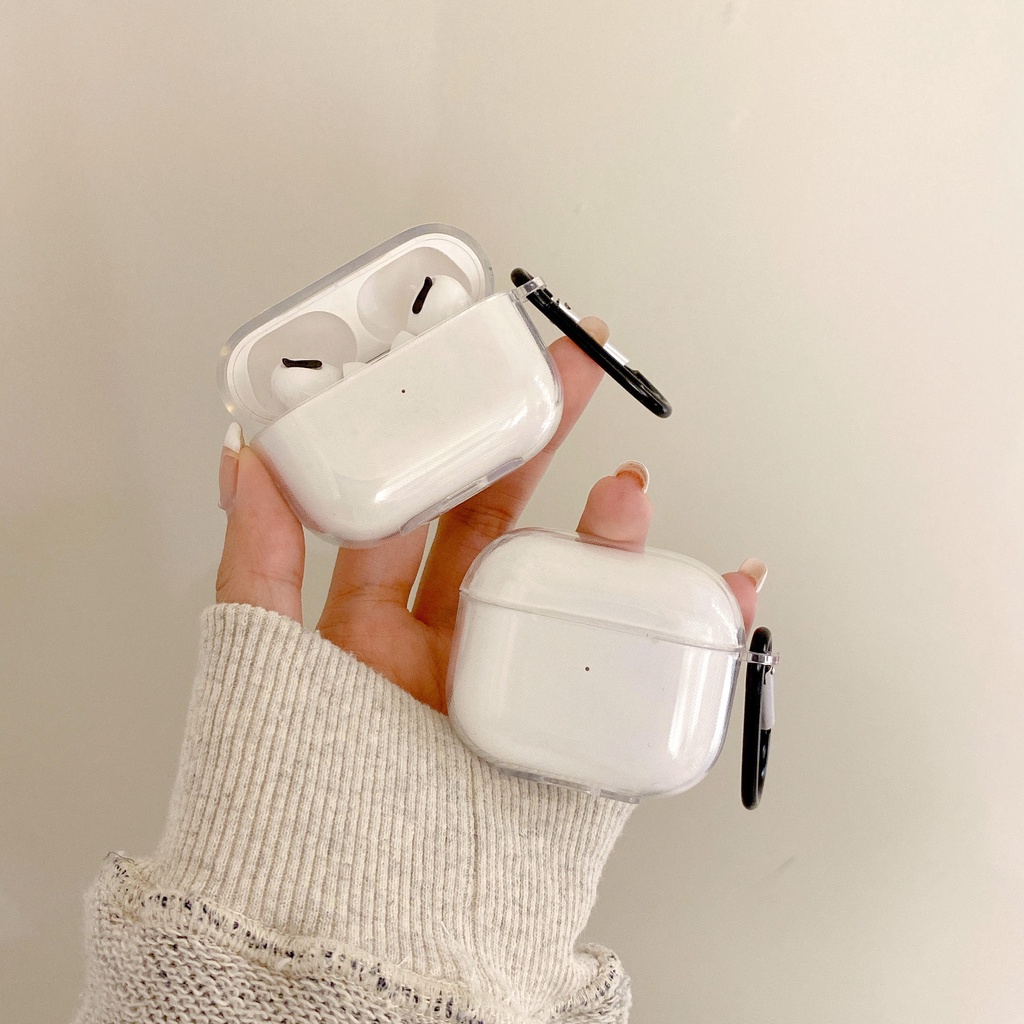 Vỏ Bảo Vệ Hộp Sạc Tai Nghe compatible AirPods 3 Pro compatible AirPods 2 Pro Trong Suốt Kèm Giá Đỡ Tiện Dụng