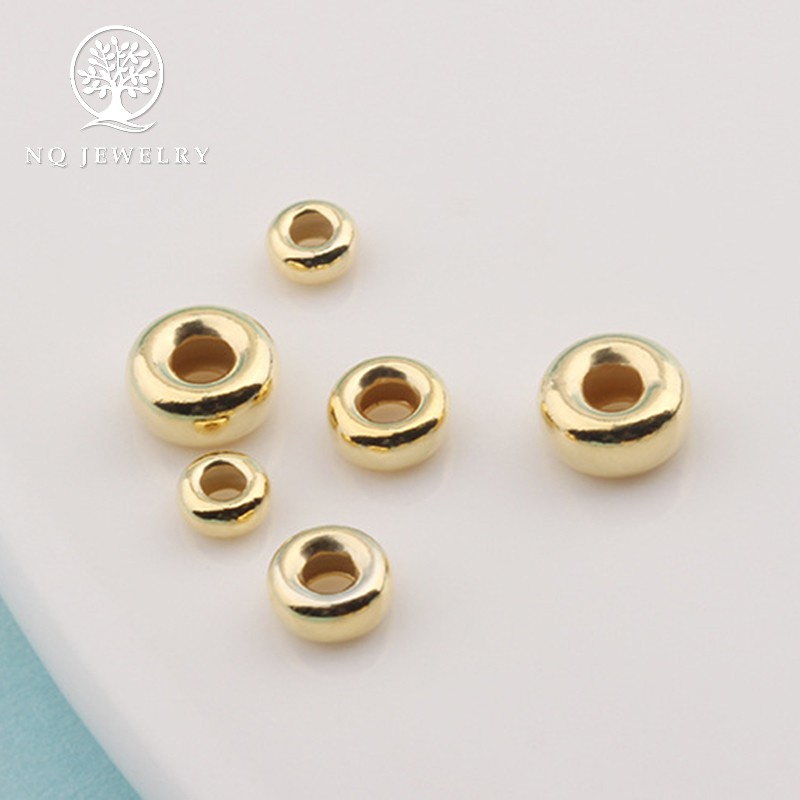 Combo 10 charm bi bạc mạ vàng hạt dẹp, hạt cườm - NQ Jewelry
