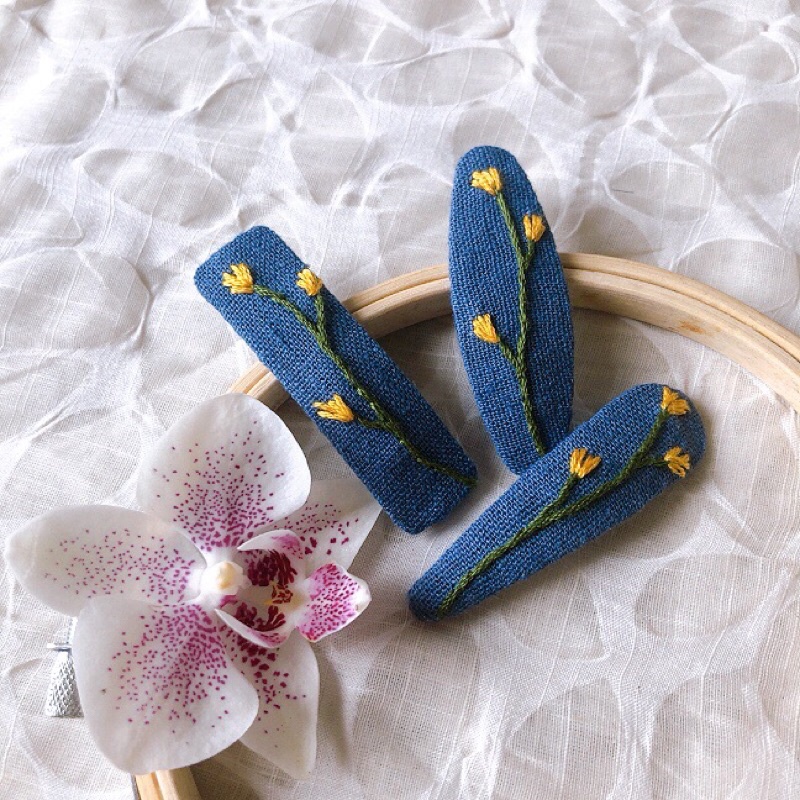 Set 2c kẹp tóc thêu tay 6cm  🌺Giao mẫu ngẫu nhiên🌺