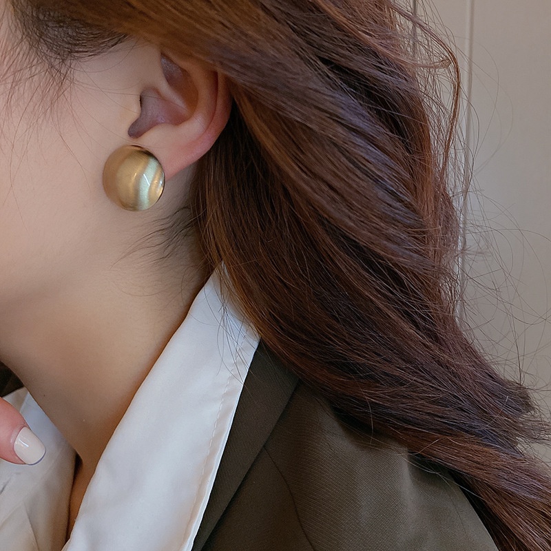 Bông tai hạt châu lớn màu bạc vàng cá tính hiện đại chuôi bạc 925 - Mely H92
