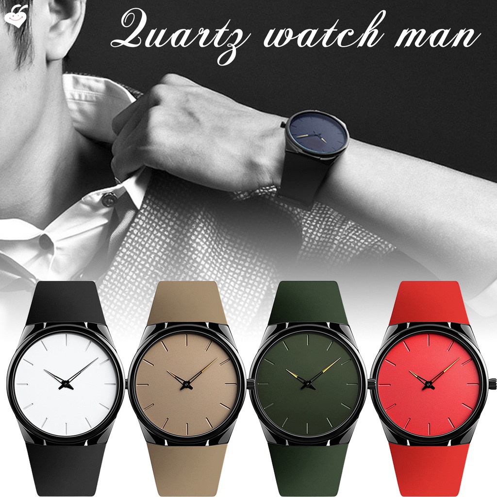 Đồng Hồ Đeo Tay Mặt Tròn Dây Da PU Siêu Mỏng Chống Thấm Nước Kiểu Cổ Điển Cá Tính Cho Nam