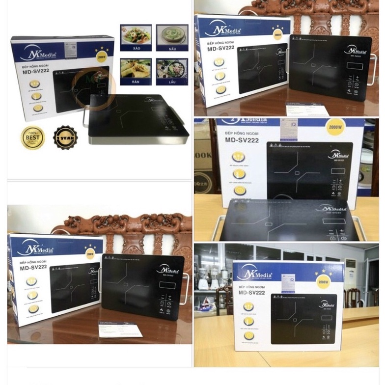 ChínhBếp đơn điện từ hồng ngoại, Bếp Điện Đơn Media MD SV 222 Mặt Kính Cường Lực