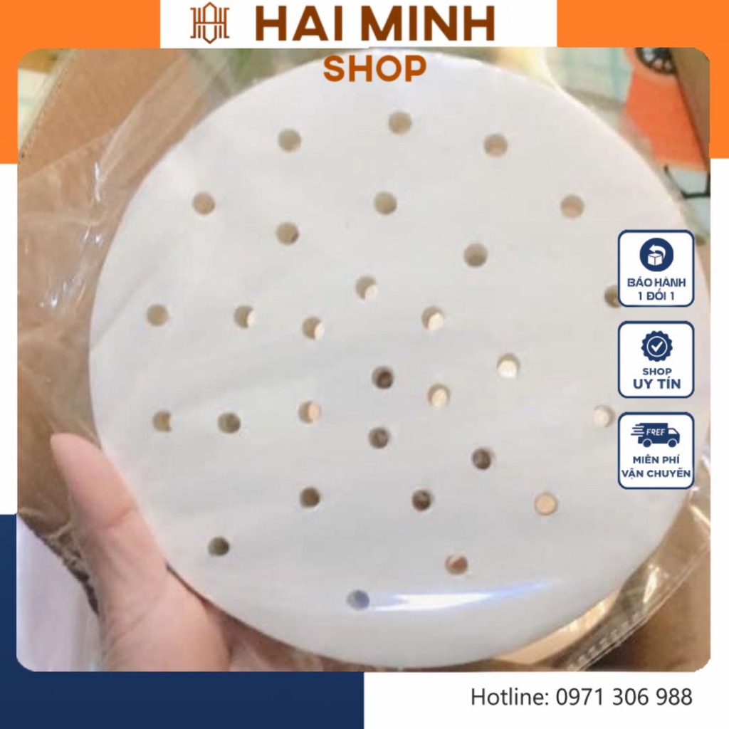 Giấy nến đục lỗ thấm dầu cho nồi chiên không dầu - Giấy nến dạng tròn 100 tờ