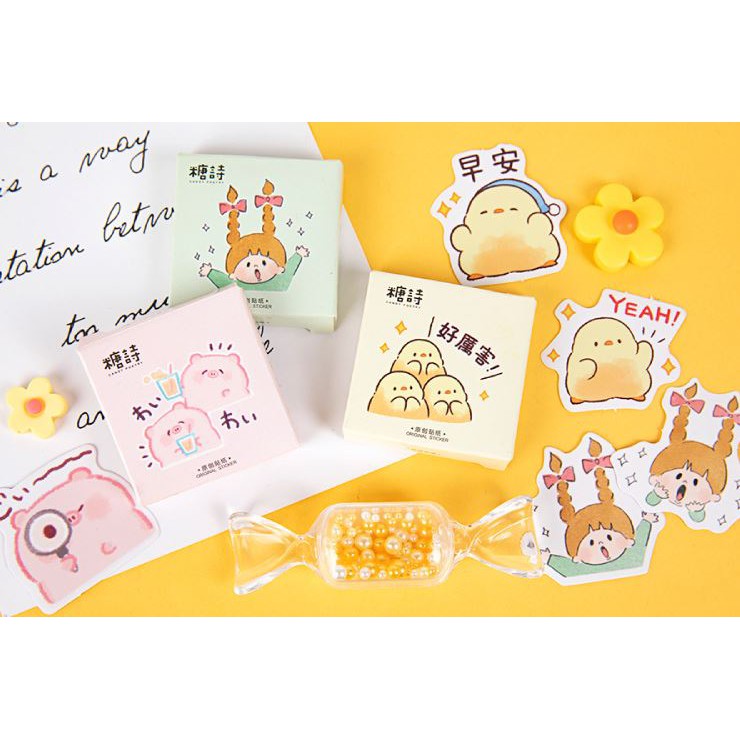 Bộ 45 Sticker Gà Và Thỏ E73