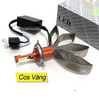 Đèn Led Xe Máy 2 Tim H4 Râu Ánh Sáng Vàng