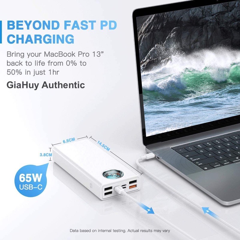 Pin sạc dự phòng cho Macbook Pro, iPhone 12, Note 10+ BASEUS AMBLIGHT DIGITAL DISPLAY BS-30KP365 30000mAh PPS/PD 3.0 65W