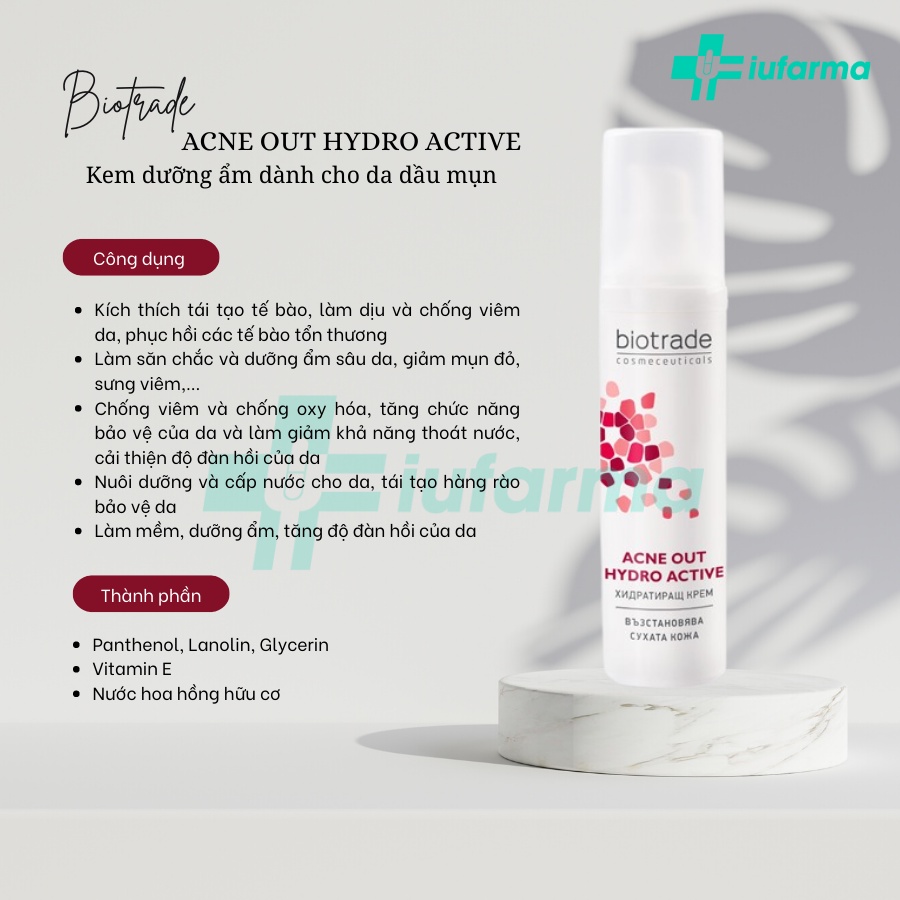 Kem dưỡng ẩm dành cho da dầu mụn Biotrade Acne Out Hydro Active 60ml