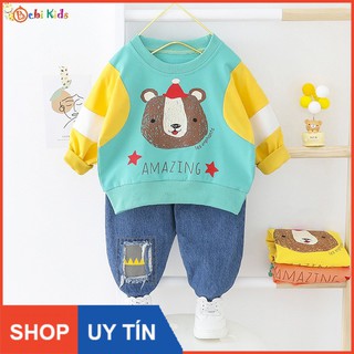 Set áo thun quần jean trẻ em , quần áo trẻ em từ 8 tháng đến 4 tuổi - B277