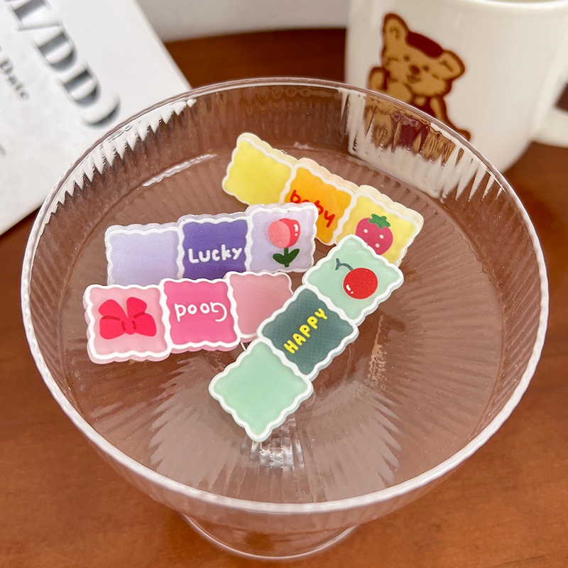 Kẹp Tóc Hình Vuông Màu Sắc Tương Phản Đơn Giản Dành Cho Nữ