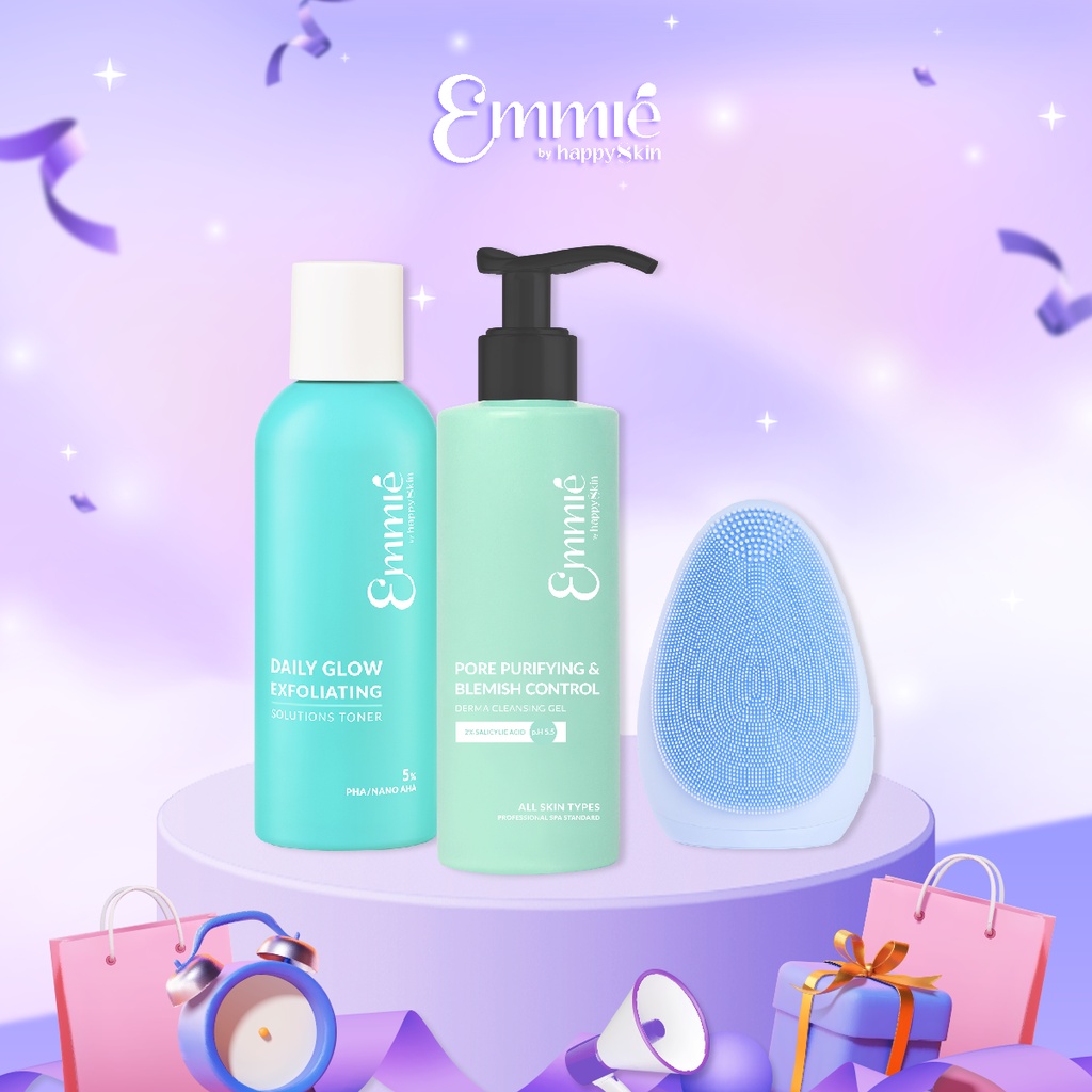 Combo đẩy lùi bụi bẩn ngăn ngừa mụn: Máy rửa mặt + Gel rửa mặt + Toner hoặc nước thần Emmié