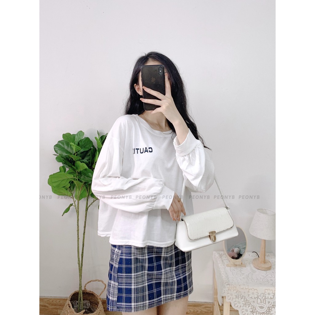 Bộ chân váy caro kèm áo cautio tay dài nữ [FREESHIP] Set đầm mini zip, phông thun trắng bánh bèo tiểu thư ulzzang ĐẸP | BigBuy360 - bigbuy360.vn