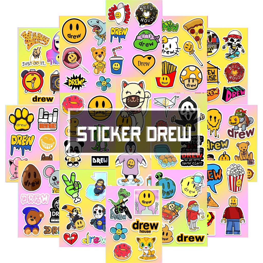 Sticker Chủ Đề Drew House Chống Thấm Nước Cắt Sẵn | STK81 | Hình Dán Sticker Mũ Bảo Hiểm Điện Thoại Laptop Bình Nước