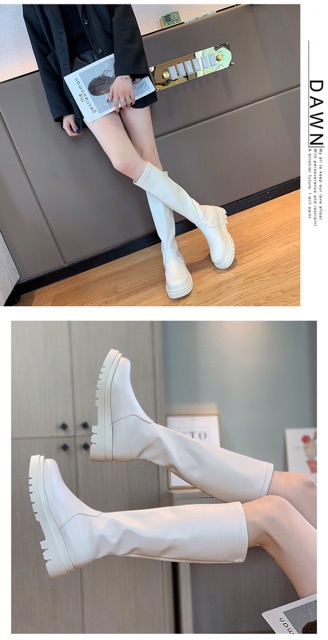 [Có Sẵn] Boots lửng cổ cao ulzzang da mềm ôm chân không khoá đế cao 5cm | BigBuy360 - bigbuy360.vn