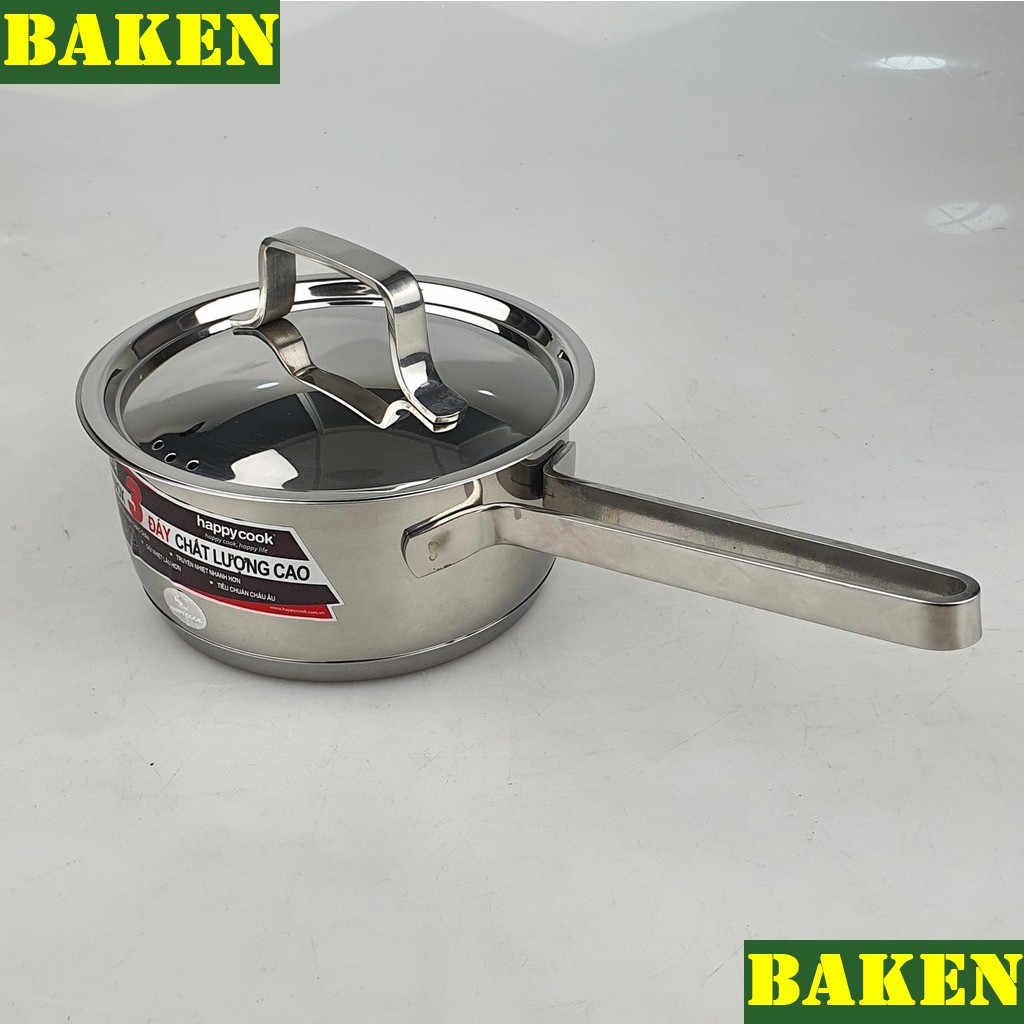 Quánh Quấy Bột Ăn Dặm Cho Bé HAPPYCOOK Milan Plus Q16-MLP - Nồi Quánh Inox 3 Đáy - BAKEN