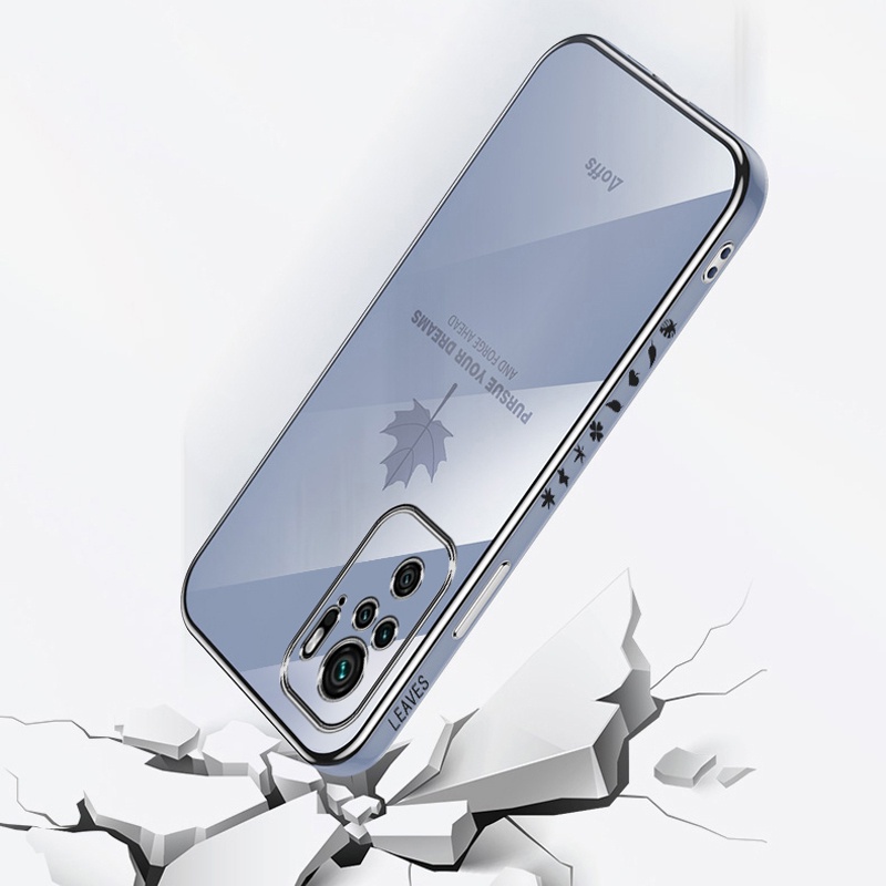 Ốp điện thoại Koosuk silicon mềm mạ điện dáng vuông họa tiết hình lá cho Xiaomi Redmi Note 10 Pro Max 10S 10T 4G/5G