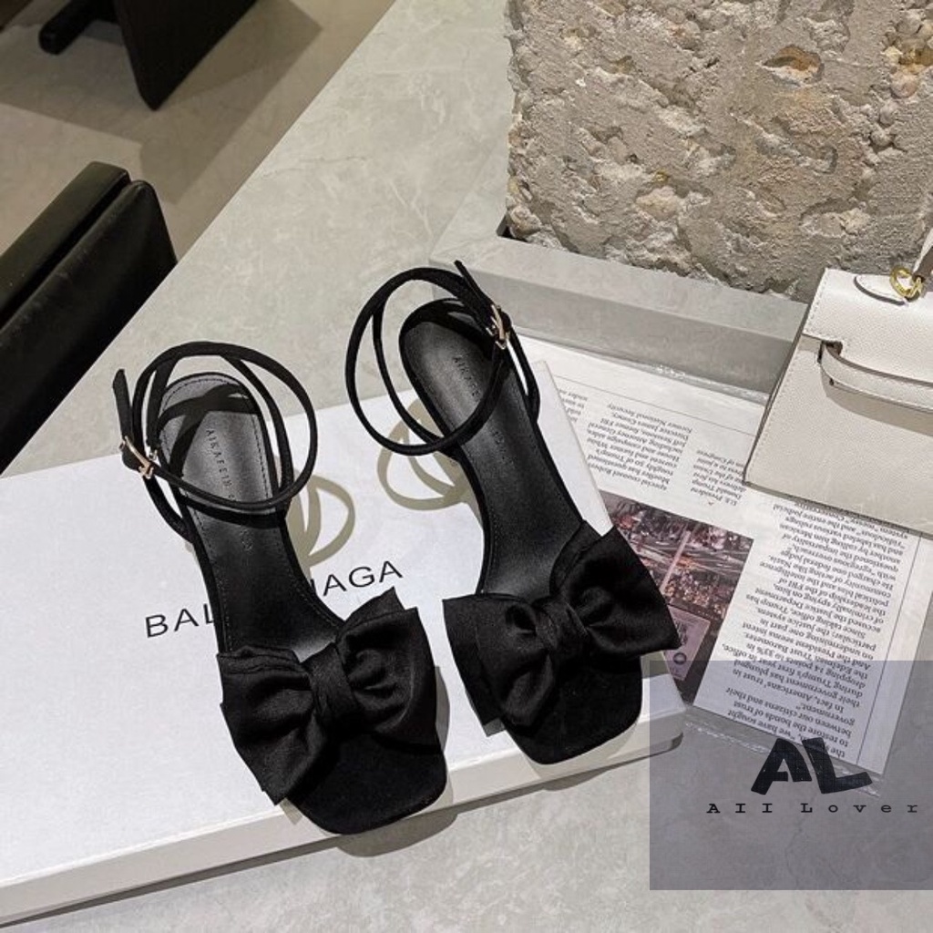 CAO GÓT ALI LOVER - SANDAL NỮ QUAI NGANG ĐÍNH NƠ - GIÀY THỜI TRANG MŨI VUÔNG 9 PHÂN - GIÀY CAO GÓT QUAI CÀI - AG220732