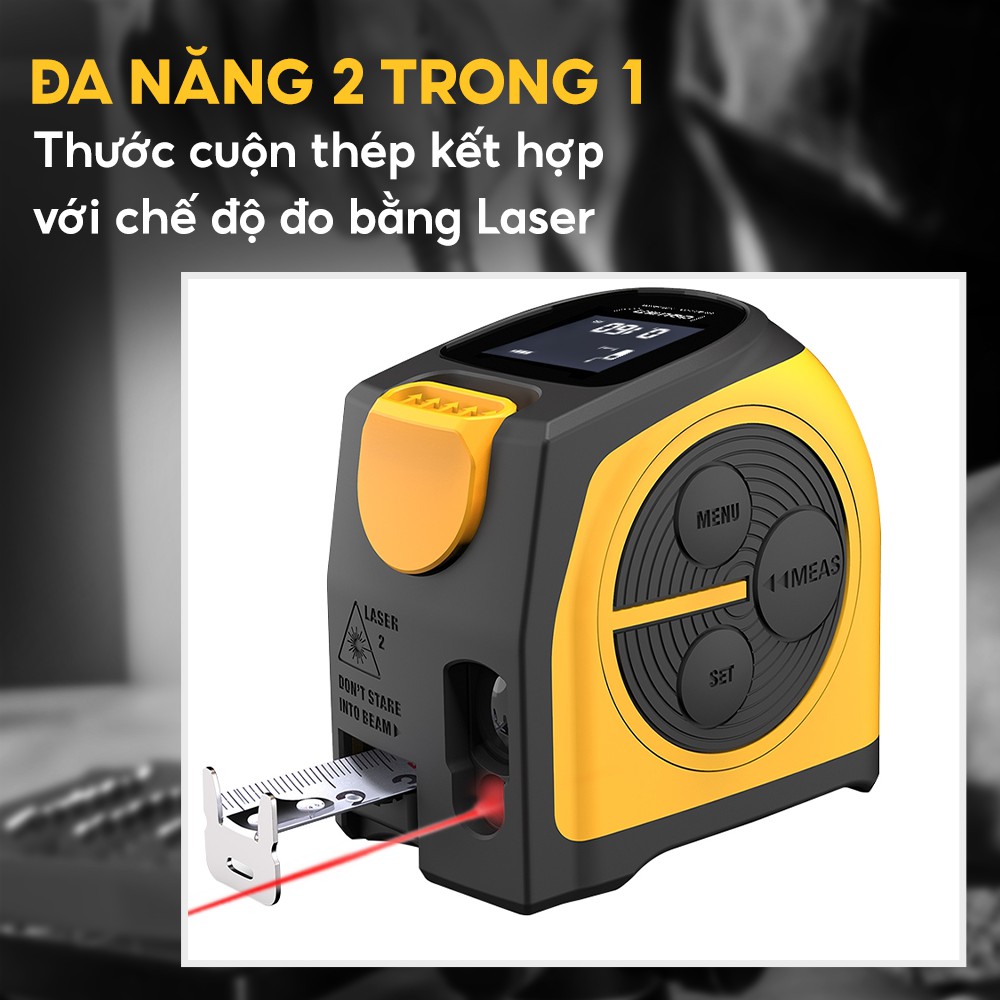 Thước đo đa năng laser 2 trong 1 cuộn thép Deli DL4172A - Cam kết chính hãng - Bảo hành 12 tháng 1 đổi 1