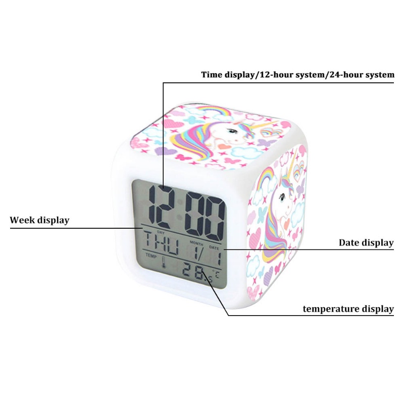 Đồng Hồ Báo Thức Kỹ Thuật Số Đa Năng Có Đèn LED Thay Đổi Màu Sắc Hình Kỳ Lân Dành Cho