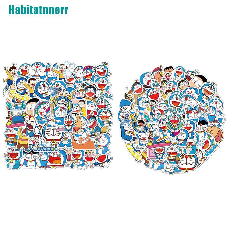 Bộ 50 miếng hình dán Doraemon trang trí xe hơi/ laptop/ xe máy