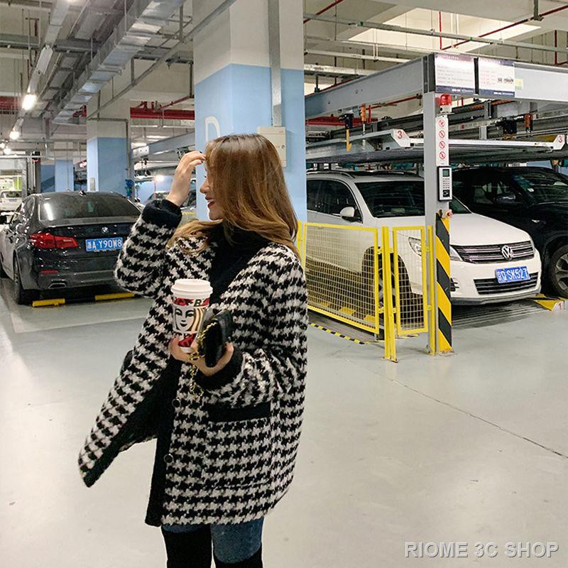 Áo Khoác Len Kẻ Sọc Caro Trắng Đen Thời Trang Cho Nữ | BigBuy360 - bigbuy360.vn