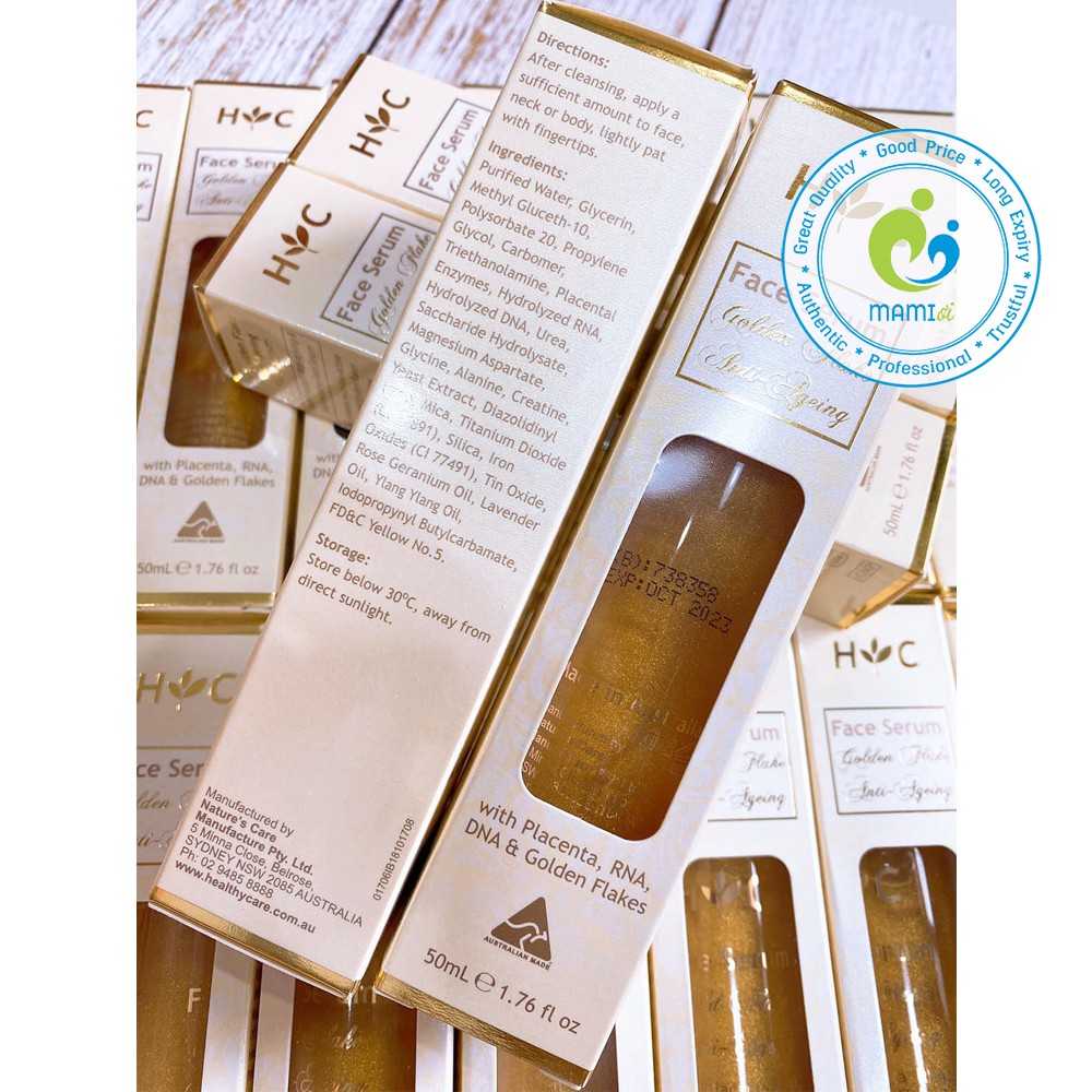 Serum (50ml) dưỡng da chống lão hóa cho người từ 25 tuổi trở lên Healthy Care Anti Ageing Gold Flake Face, Úc