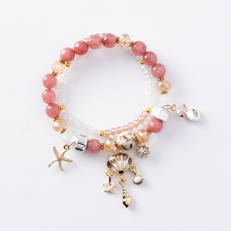 XiaoboACC Bộ 2 Vòng Tay Xỏ Hạt Phối Mặt Hình Động Vật / Hoa Đáng Yêu | BigBuy360 - bigbuy360.vn