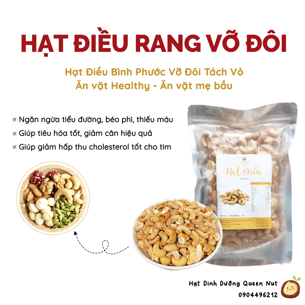 Hạt điều vỡ đôi rang tách vỏ 500gr -  - Ăn vặt mẹ bầu / Ăn vặt healthy / Giảm cân