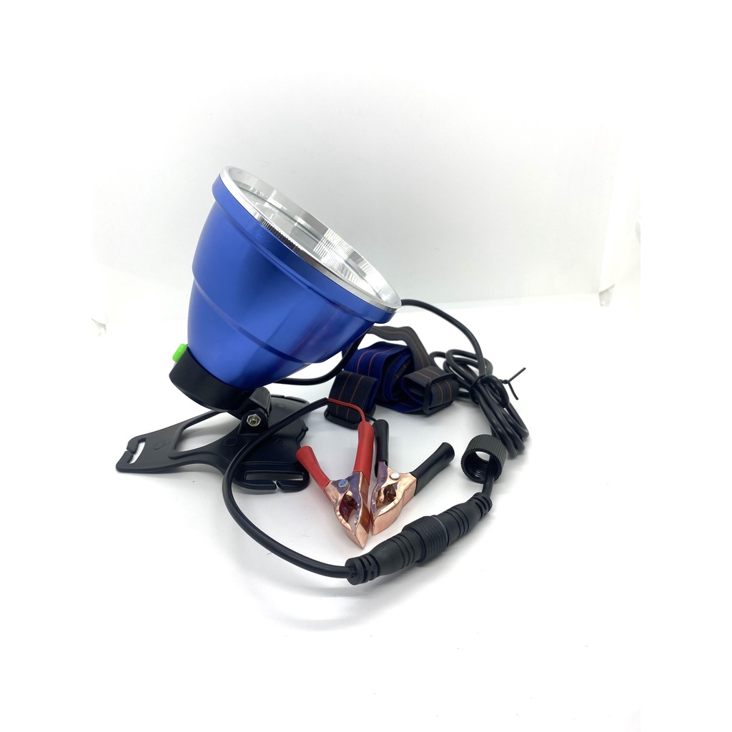 Đèn pin đội đầu siêu sáng, đèn đeo đầu 1202  kẹp bình ác quy 12V  sáng gom chiếu xa 500M chóa 10cm